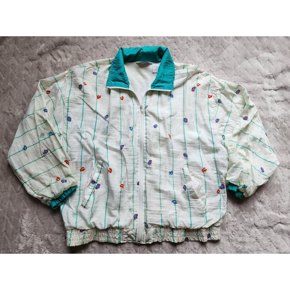Blair Boutique Vintage Floral Spring Windbreaker Jacket Womens Large 339211